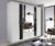Terano 6 Door 2 Mirror Combi Wardrobe with Cornice in White and Basalt – W 271cm