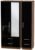 Knightsbridge Black Gloss and Walnut Effect 3 Door Combi Wardrobe – 1 Mirror