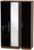 Knightsbridge Black Gloss and Walnut Effect 3 Door Triple Wardrobe – 1 Mirror