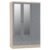 Mack Oak Wooden Wardrobe With 3 Doors Grey Gloss Front