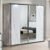 Namilon LED Large Mirrored Wardrobe White Grey Marble Effect