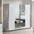 Namilon Large Mirrored Sliding Wardrobe White Grey Marble Effect