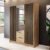 Newberry Mirrored Wardrobe With 3 Hinged Doors 155cm In Artisan Oak