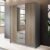 Newberry Mirrored Wardrobe With 3 Hinged Doors 155cm In Grey