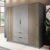 Newberry Wooden Wardrobe With 4 Hinged Doors 206cm In Grey