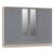 Noir Gloss 6 Door 2 Drawer Wardrobe In Grey And Light Oak