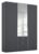Alabama Metallic Grey 3 Door 3 Drawer Combi Wardrobe with 1 Mirror Front – 136cm