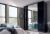 Erimo 4 Door Combi Folding Wardrobe in Graphite and Basalt Glass – W 204cm
