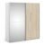 Vrok Mirrored Sliding Doors Wardrobe With 2 Shelves In White Oak