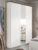 Jura White 3 Door Wardrobe with 1 Mirror Front and Dark Rustic Oak Cornice – 150cm