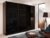 Wiemann Westside 3 Door Sliding Wardrobe in Black Glass and Havana Carcase